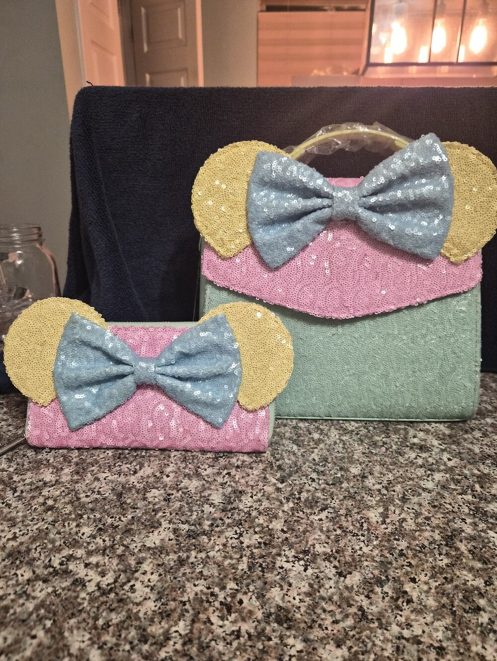 Loungefly Pastel Minnie Mouse Sequin Backpack With Wallet